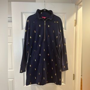 Lilly Pulitzer Skipper Popover dress Size: S True Navy its for Shore Metallic
